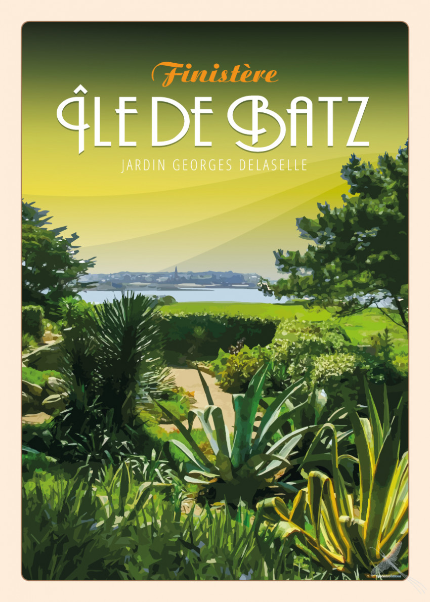 Affiche vintage du Jardin botanique Georges Delaselle à l'Île-de-Batz
