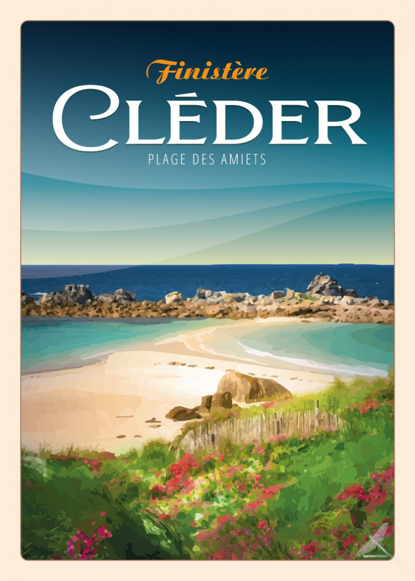 Affiche vintage de la plage des Amiets à Cléder