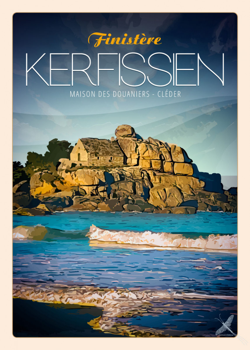 Affiche vintage de la maison des Douaniers Kerfissien à Cléder