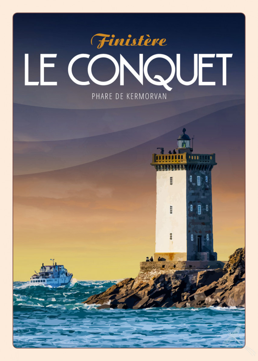 Affiche vintage du Phare de Kermorvan au Conquet