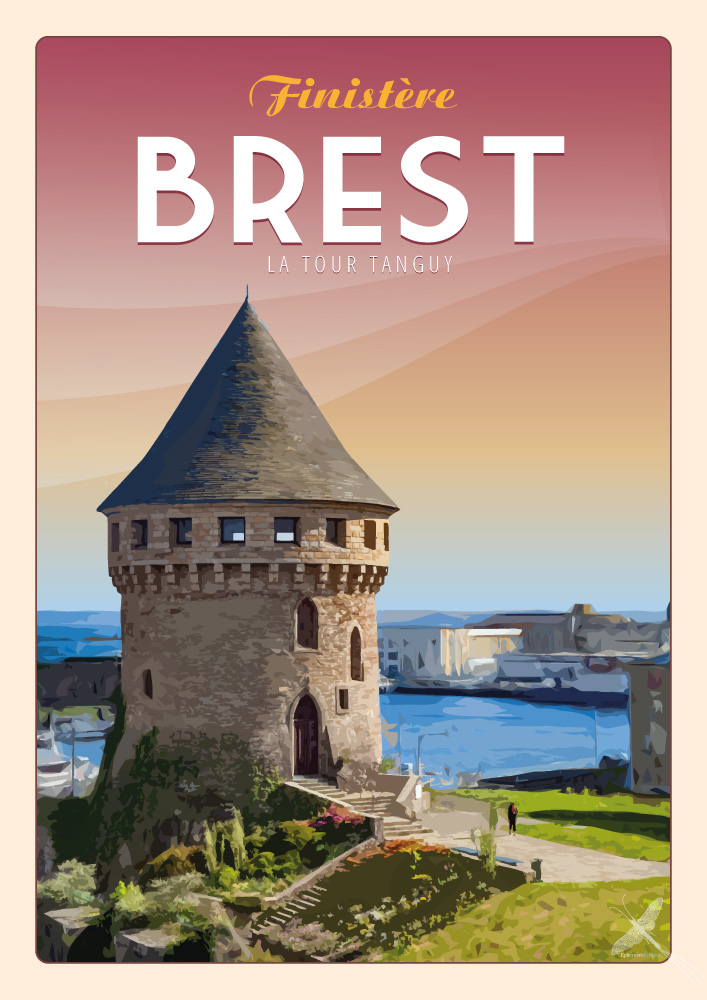 Affiche vintage de la Tour Tanguy à Brest