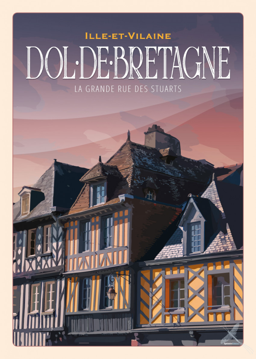 Affiche vintage de la grande rue des Stuarts à Dol-de-Bretagne