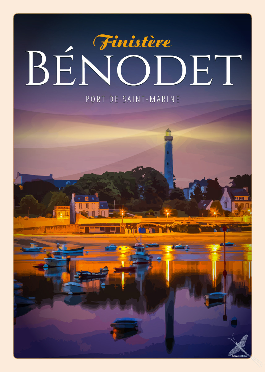 Affiche vintage du Port de Sainte-Marine à Bénodet
