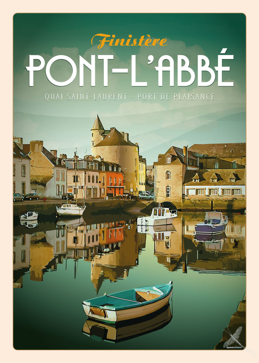 Affiche vintage du Quai Saint-Laurent à Pont-l'Abbé