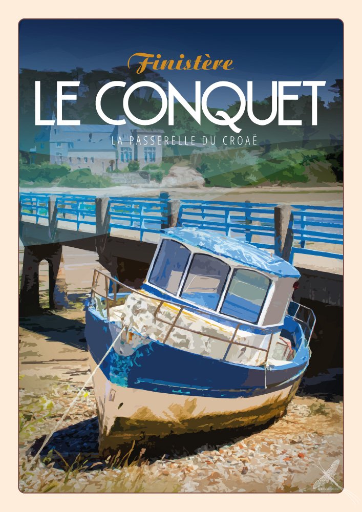 Affiche vintage de la Passerelle du Croaë  au Conquet
