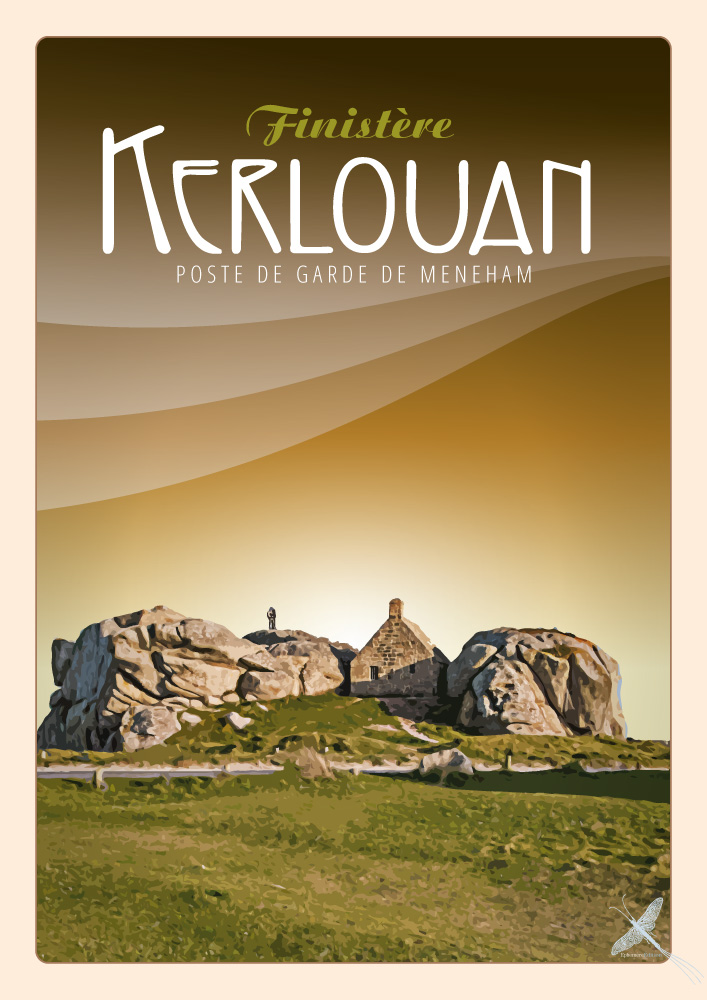 Affiche vintage du Poste de garde de Ménéham à Kerlouan