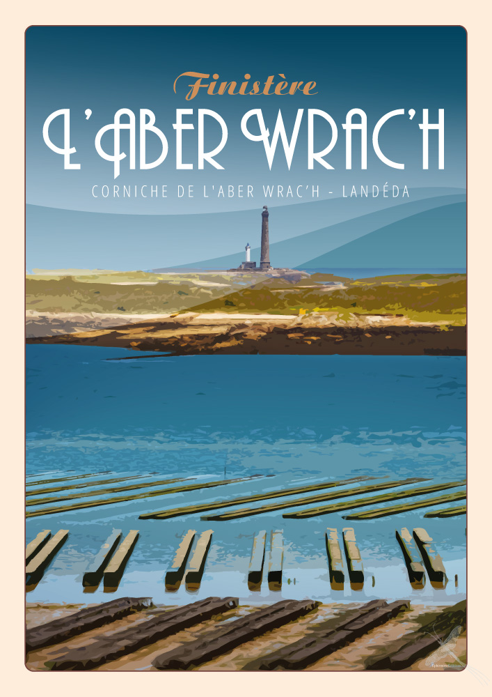 Affiche vintage de la Corniche de l'Aber Wrac'h à Landeda