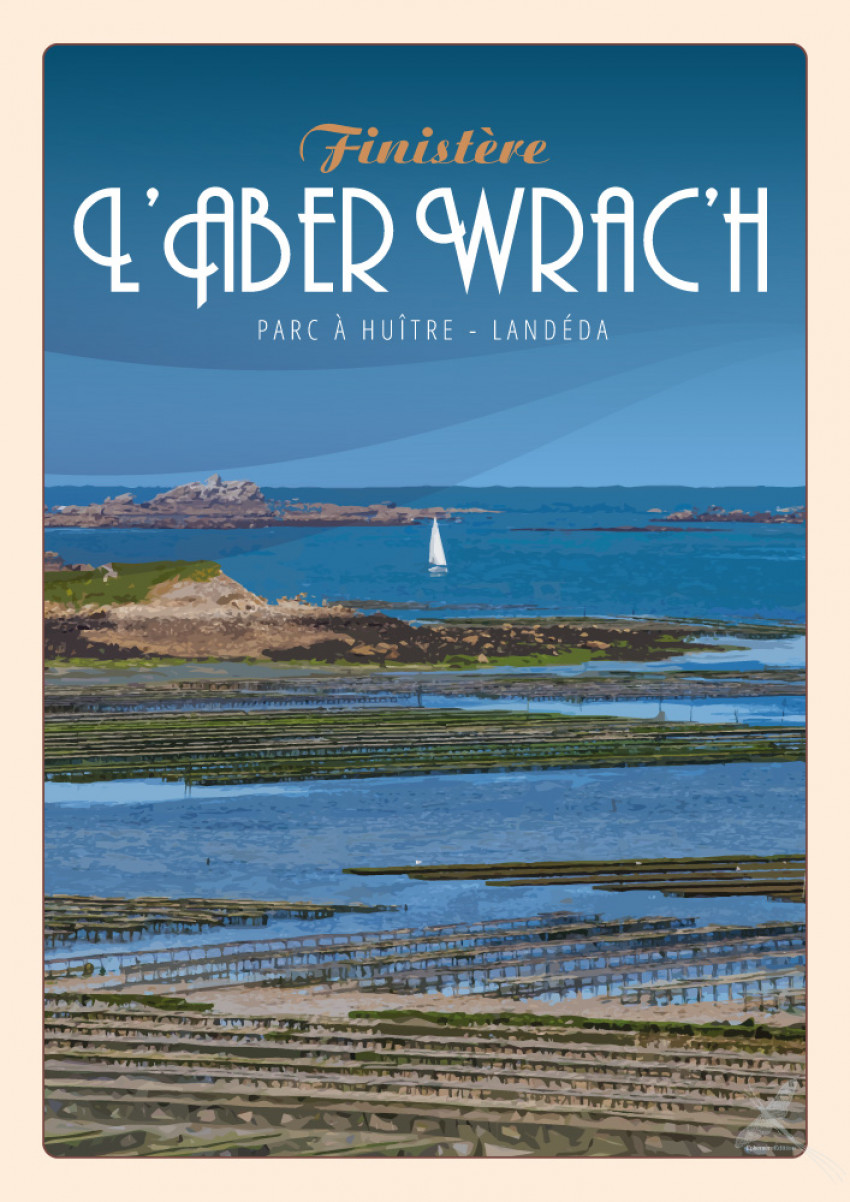 Affiche vintage du Parc à huîtres à Landéda dans l'Aber Wrac'h