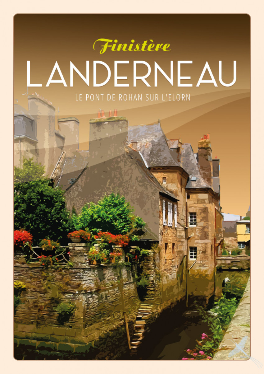 Affiche vintage du pont de Rohan à Landerneau