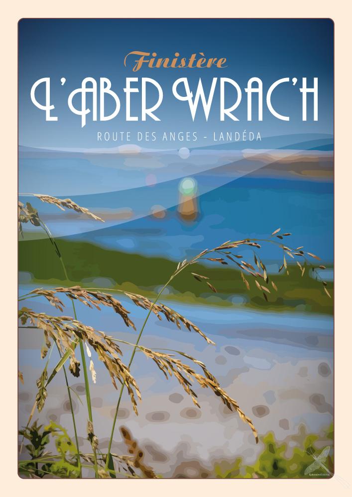 Affiche vintage de la Route des Anges à Landeda dans l'Aber Wrac'h
