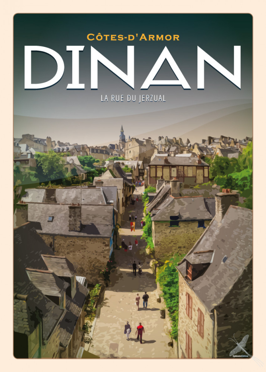 Affiche vintage de la Rue du Jerzual à Dinan