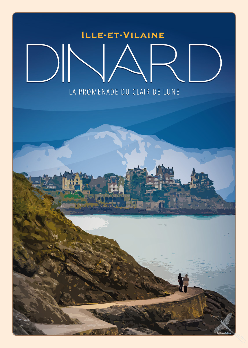 Affiche vintage de la promenade du Clair de Lune à Dinard