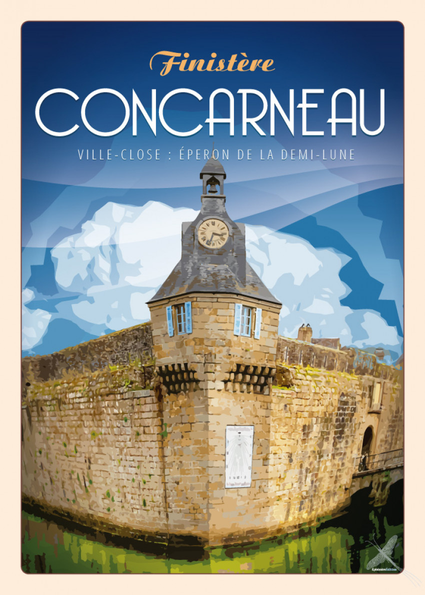 Affiche vintage de la ville close, Éperon de la Demi Lune à Concarneau