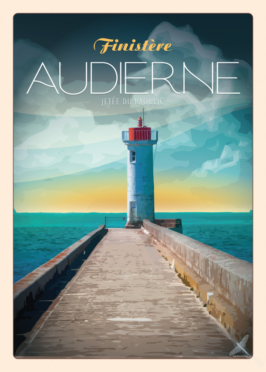 Affiche Vintage de la Jetée Raoulic à Audierne
