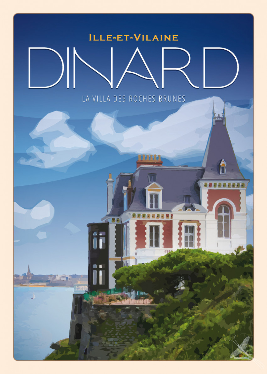Affiche vintage de la villa des roches brunes à Dinard